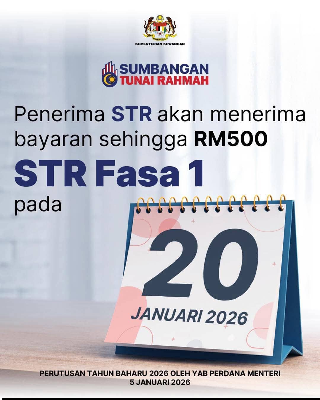 Tarikh Bayaran STR Fasa 1 2026 